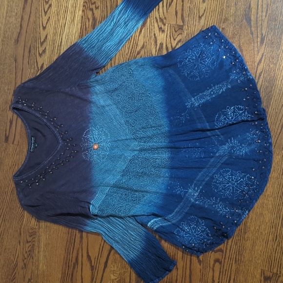 Greater Good Whimsigoth Blue/Purple Flowy Rayon V-Neck Tunic  Plus Size 1x/2x - Picture 6 of 12